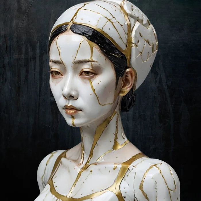 金継ぎサイボーグ作例 — 繊細なひび割れ